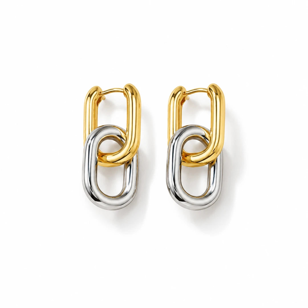 Zard Jewelry Two-Tone Double Link Multi-Wear Earrings