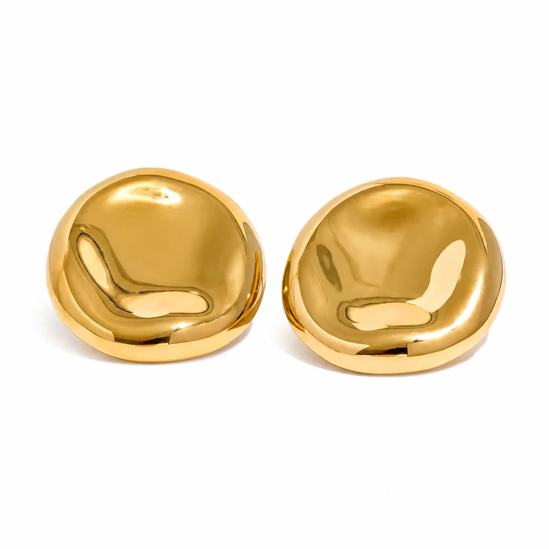 Zard Jewelry Wavy Textured Disc Earrings, gold