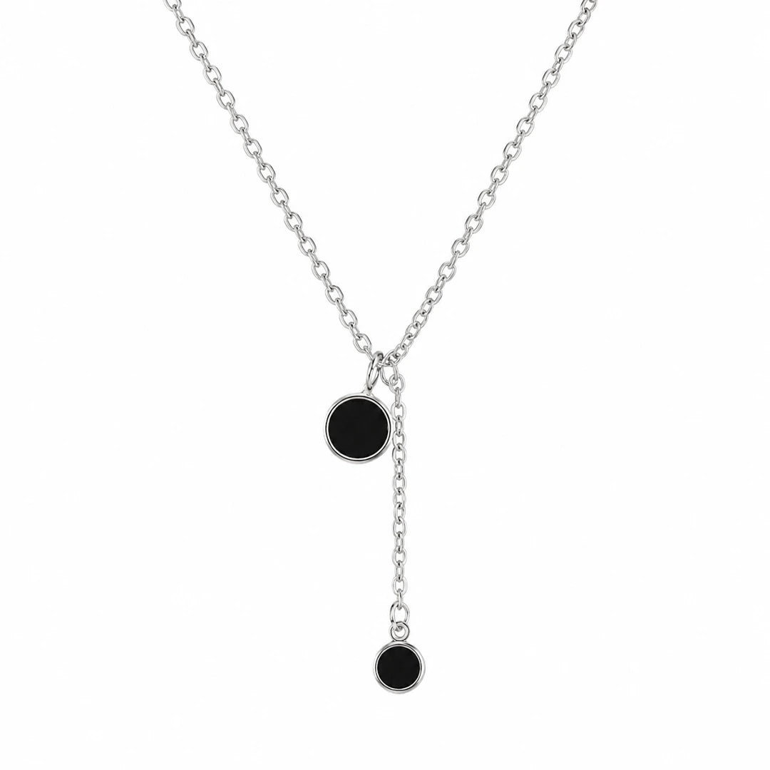 Zard Jewelry Black Onyx Tassel Charm Necklace in Sterling Silver