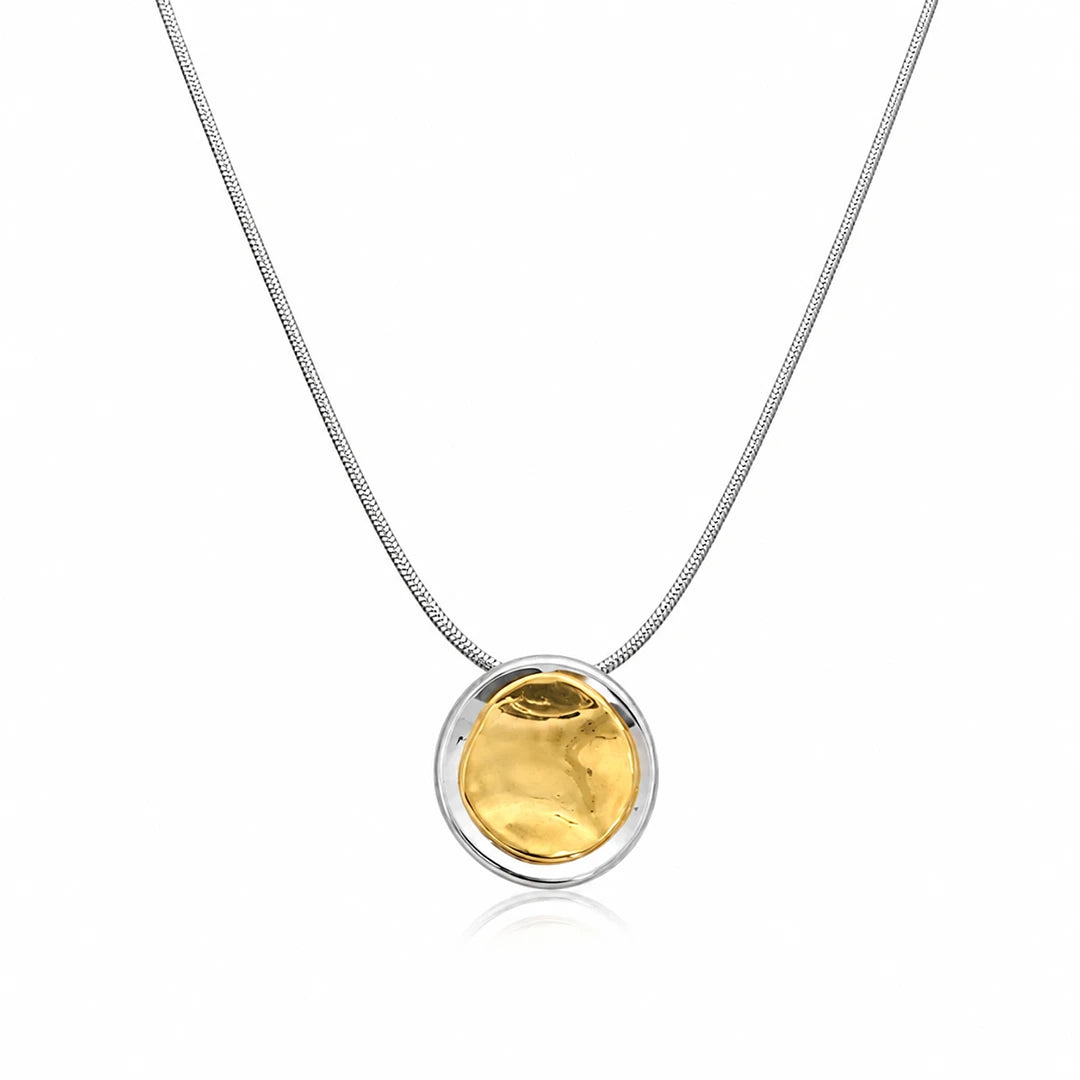 Zard Jewelry Gold Silver Round Statement Pendant Necklace