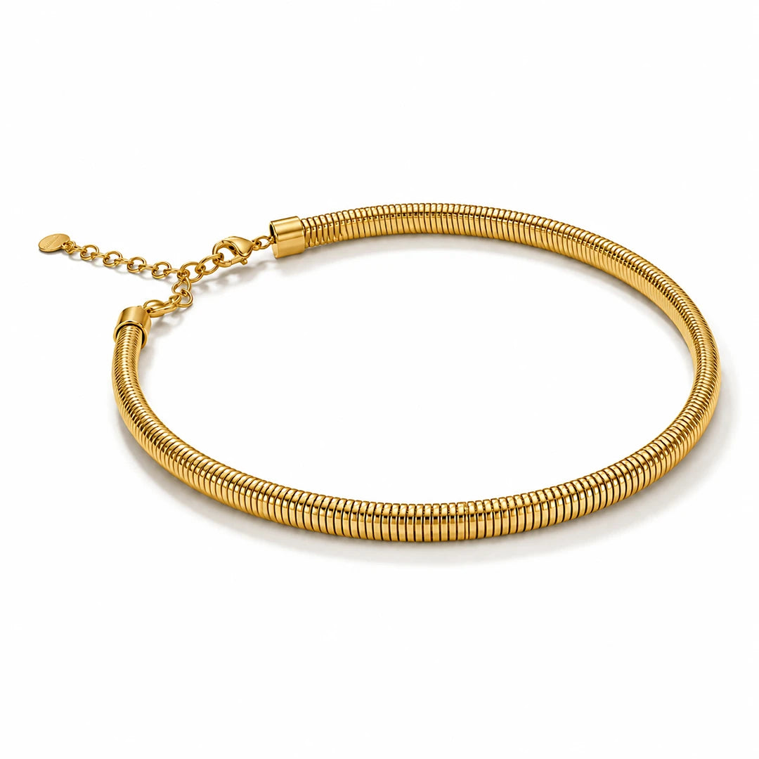 Omega Chain Chunky Choker Necklace in Gold and Silver, gold