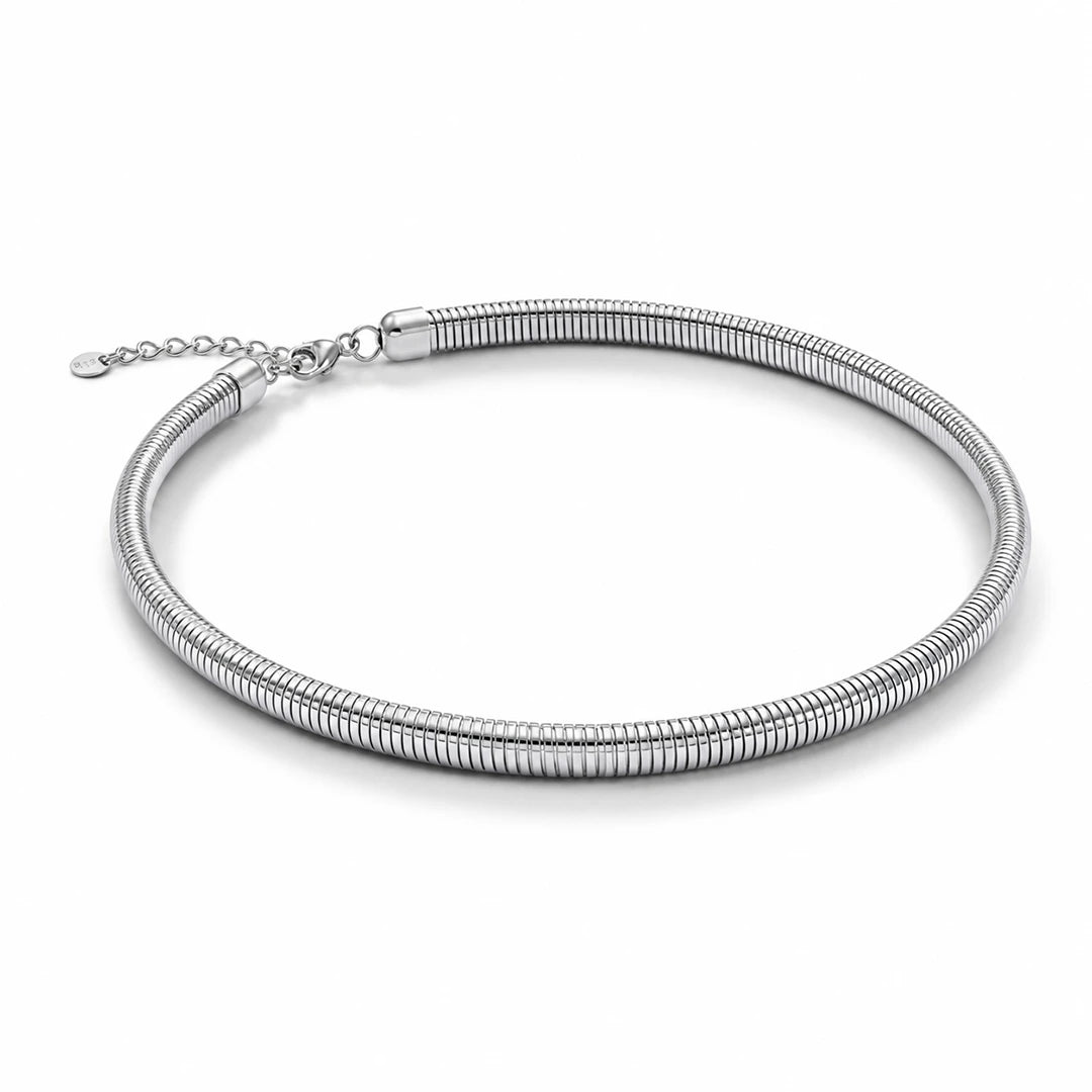 Omega Chain Chunky Choker Necklace in Gold and Silver, silver