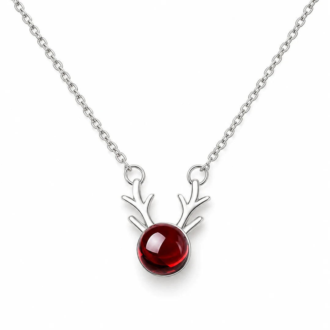 Zard Jewelry Reindeer Necklace in Red Granite Charm