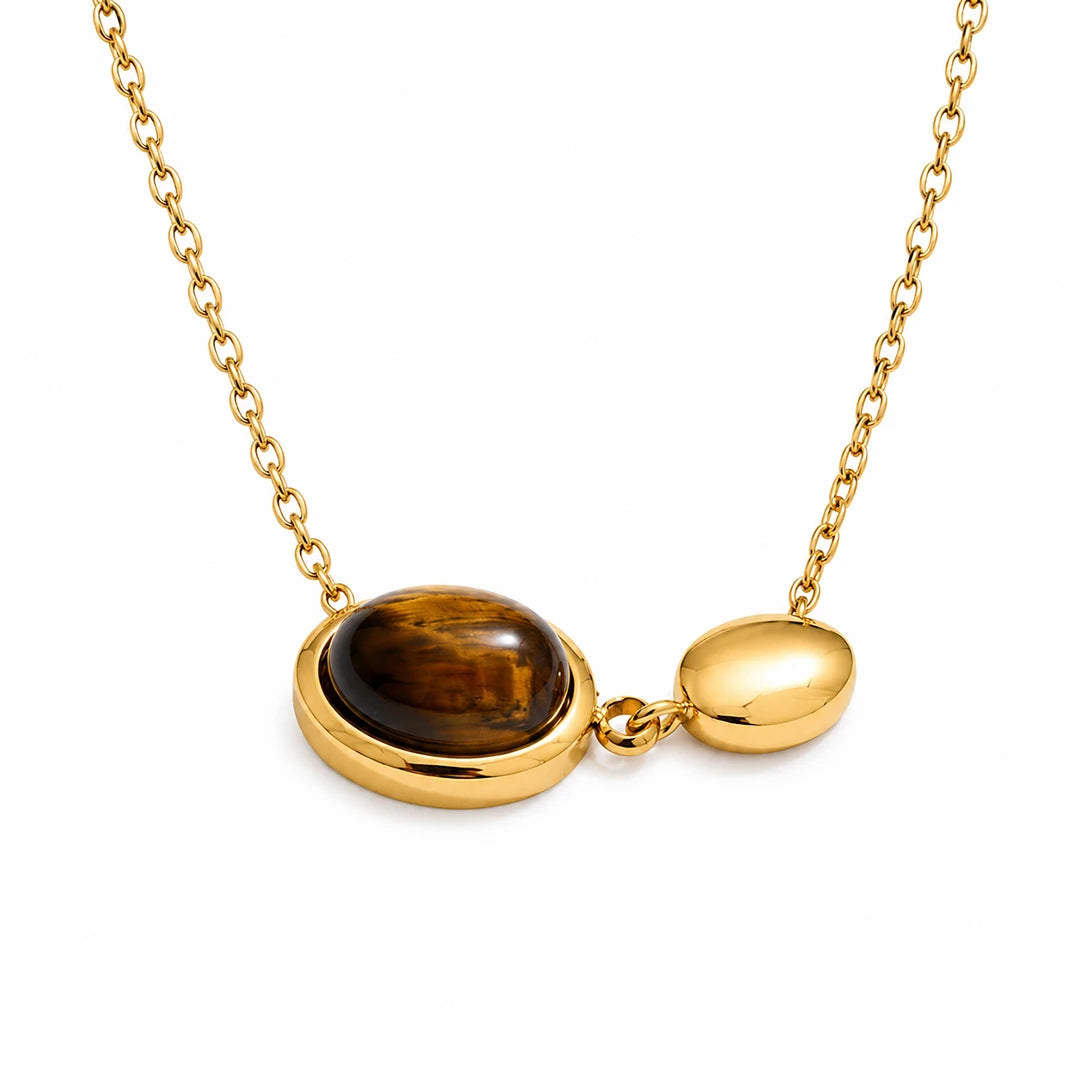 Zard Jewelry Tiger Eye Pendant Necklace in 18K Gold