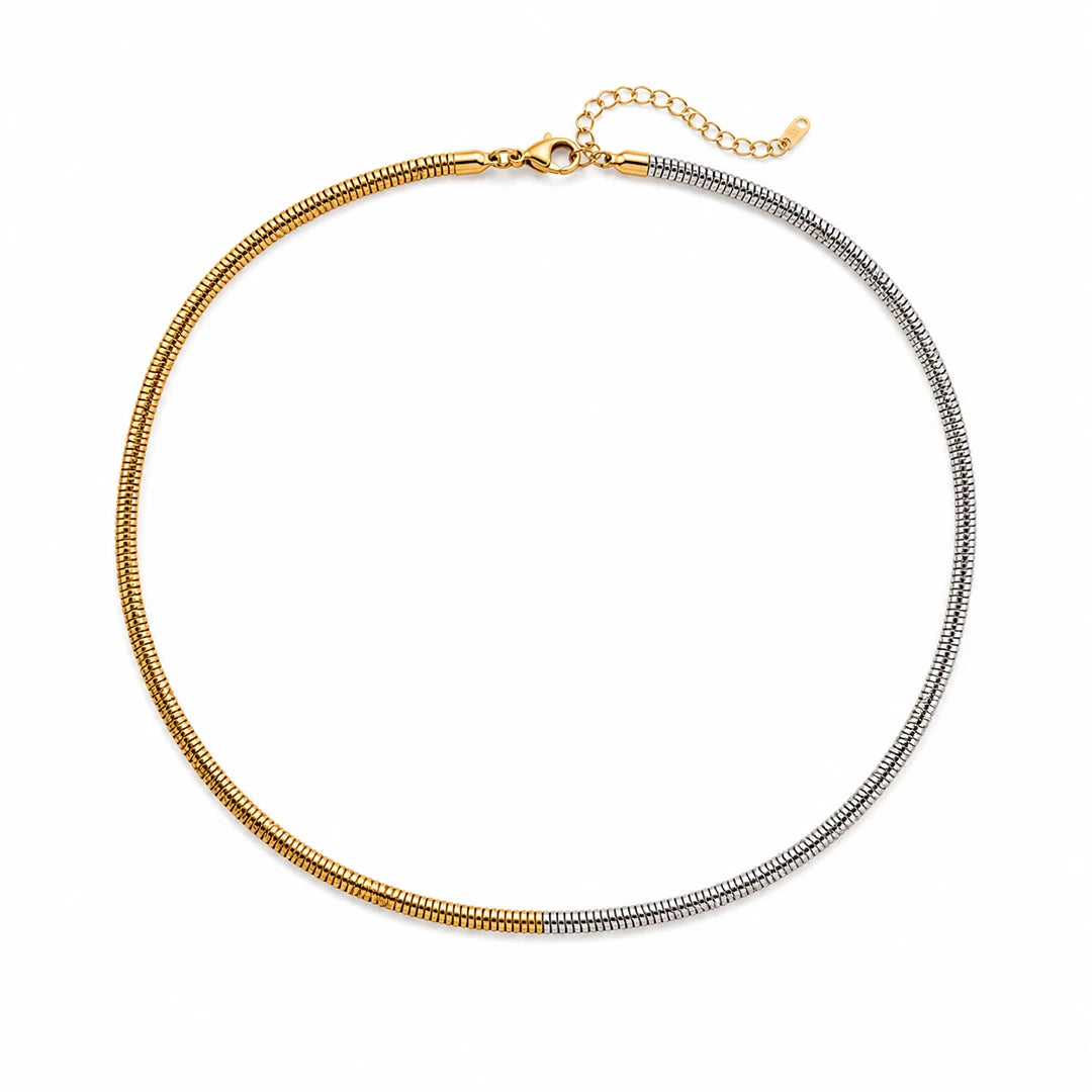 Two-Tone Snake Chain Necklace, alternate angle