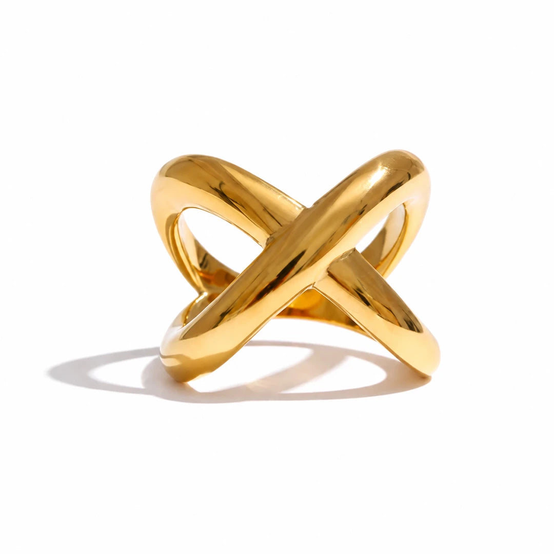 Zard Jewelry Gold Crisscross Statement Ring