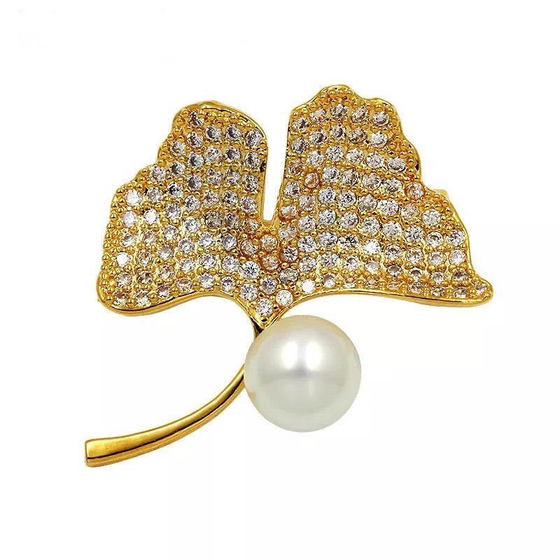 Pin Brooch with CZ Accent