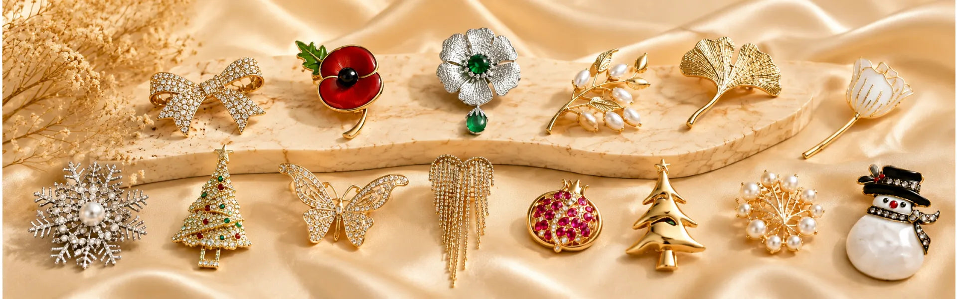 Pin Brooch with CZ Accent