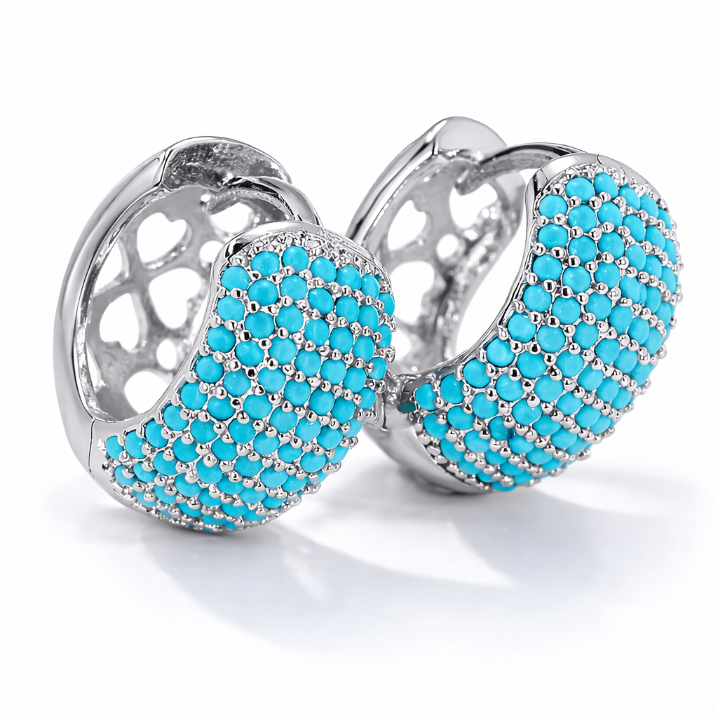 Turquoise Huggie Hoop Earrings