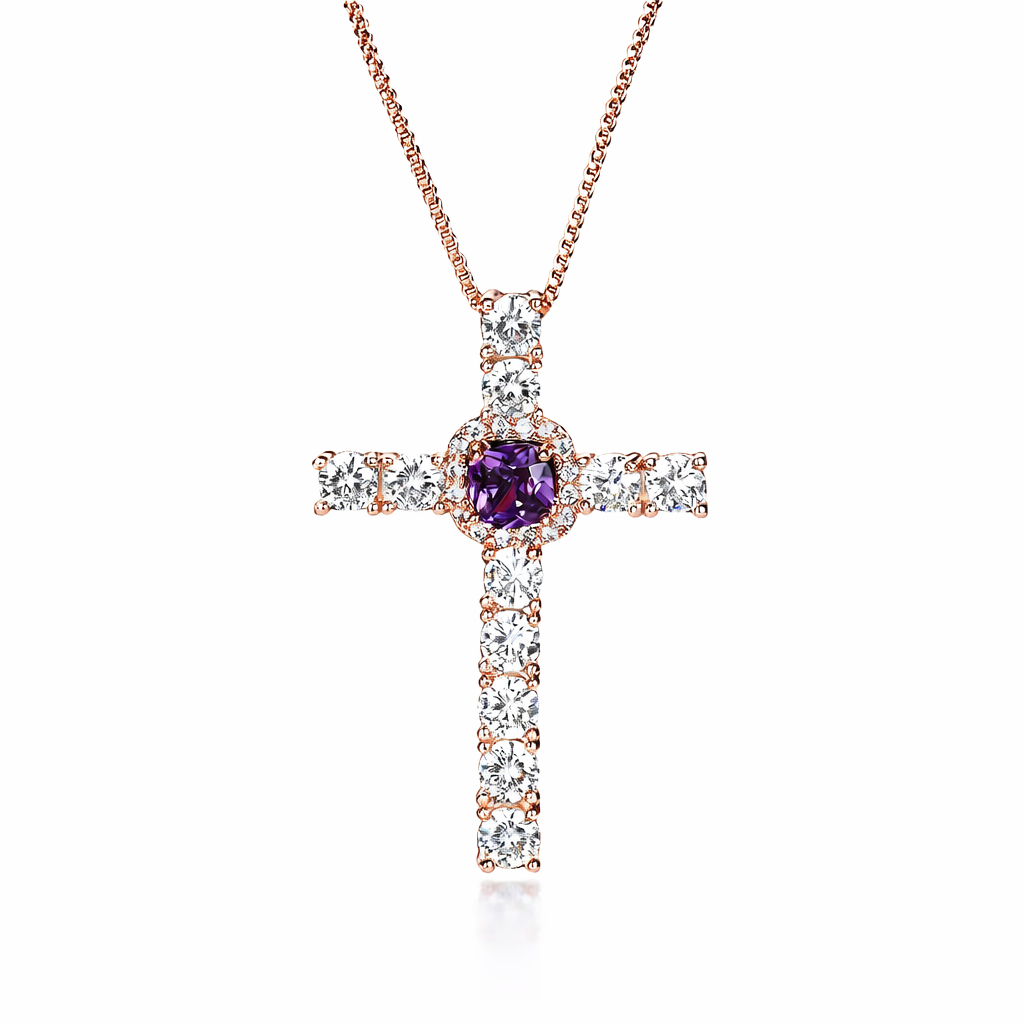 Purple Cross Necklace