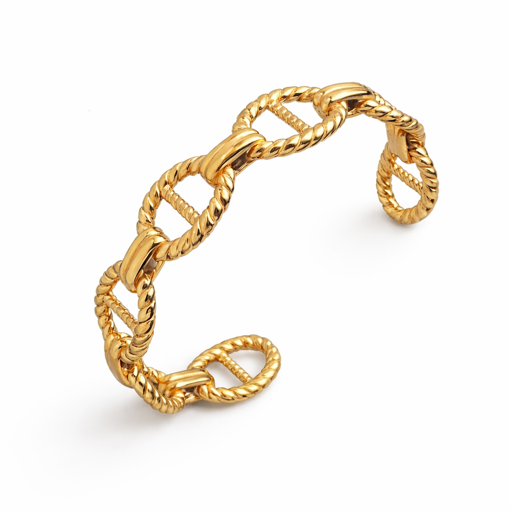 Twisted Link Statement Bracelet Bold Rope Chain Design