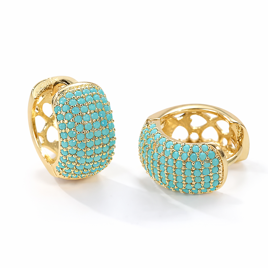 Turquoise Huggie Hoop Earrings