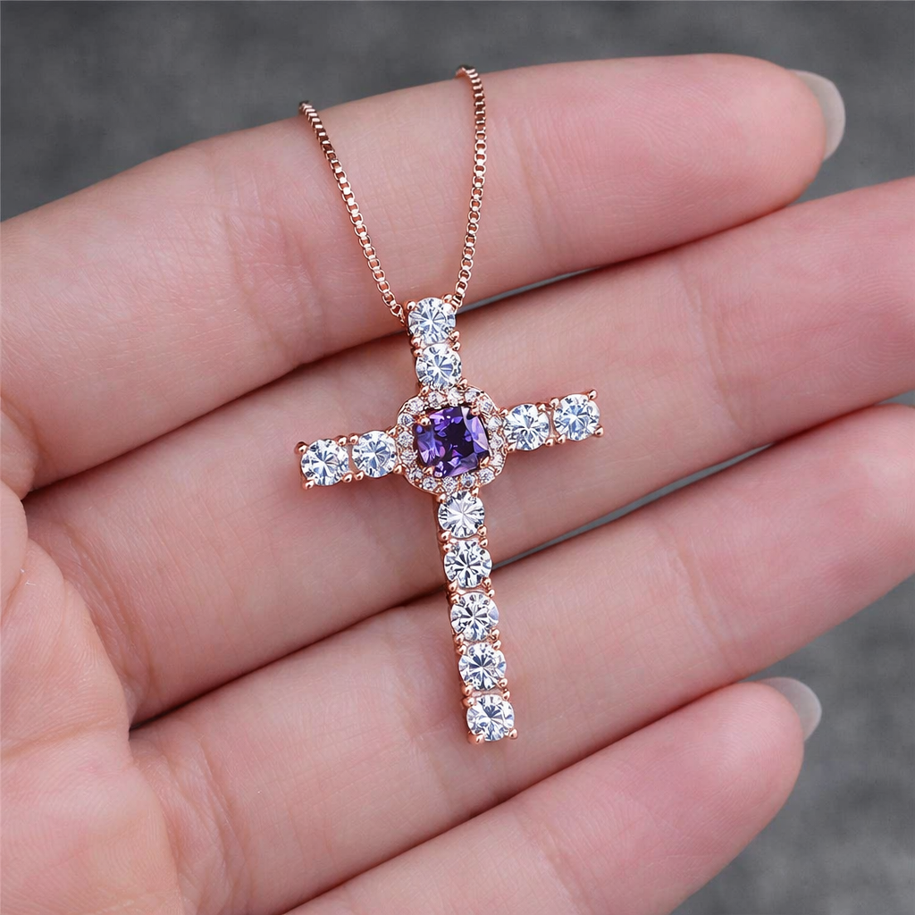 Purple Cross Necklace