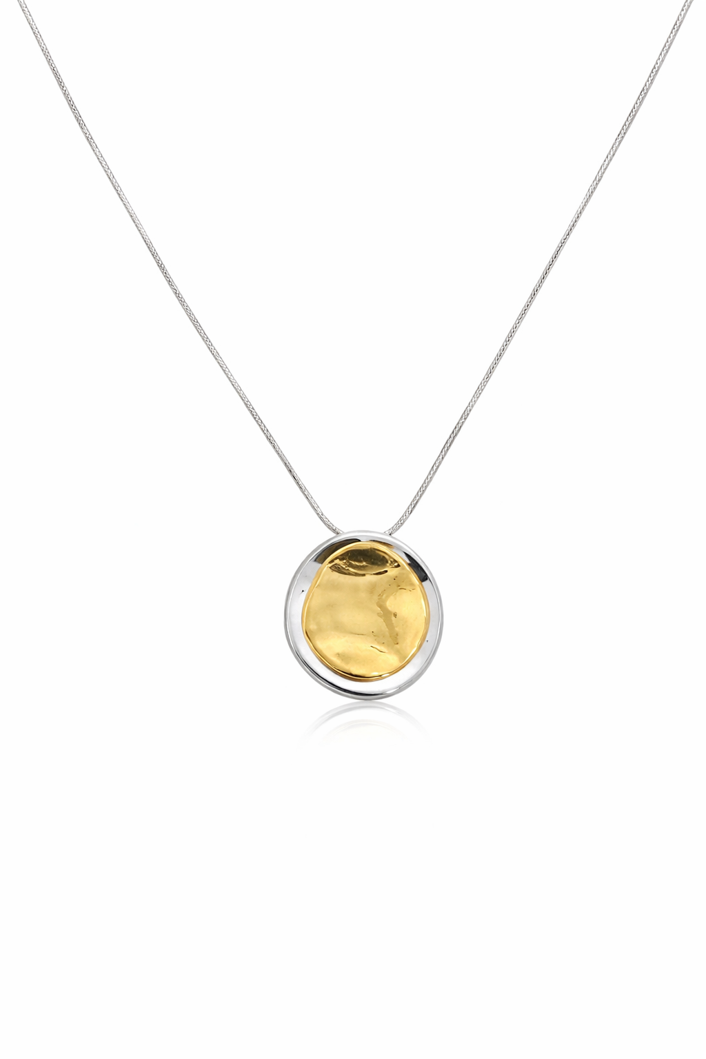 Modern Gold Silver Round Pendant Necklace
