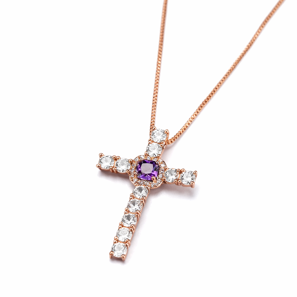 Purple Cross Necklace