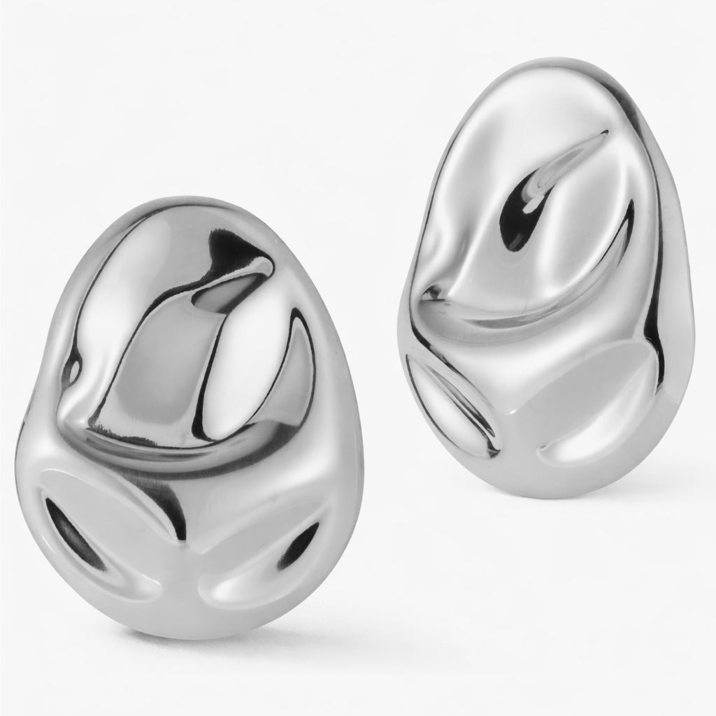 Hammered Statement Oversized Earrings in 18K Gold