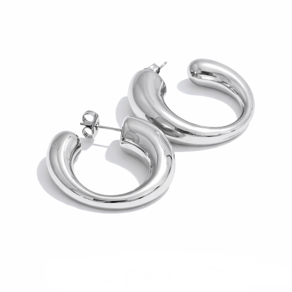 Chunky Irregular Tube Hoop Earrings
