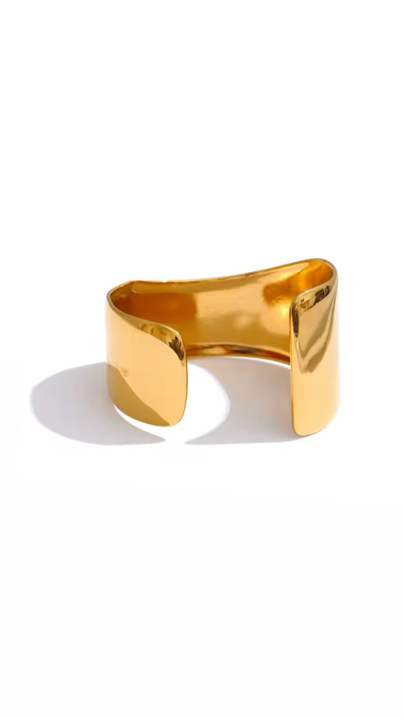 Modern Asymmetrical Open Cuff Bangle in Gold Vermeil