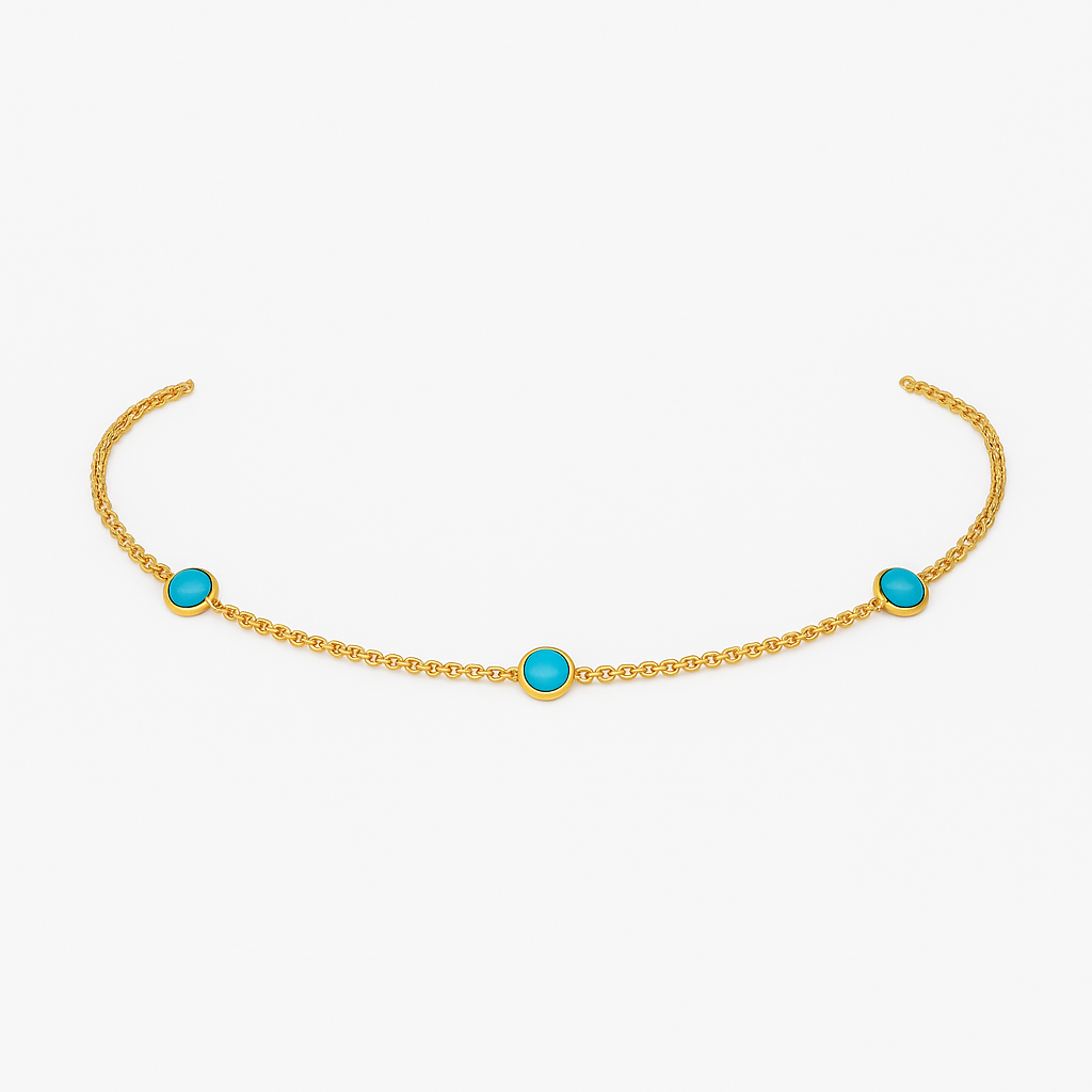 Turquoise Station Necklace in 18k Gold