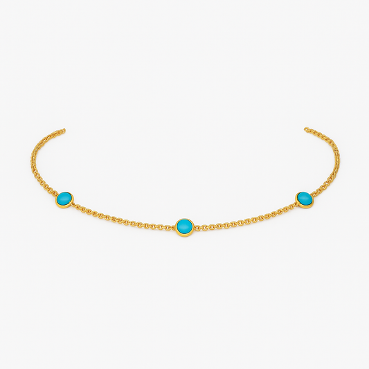 Turquoise Station Necklace in 18k Gold