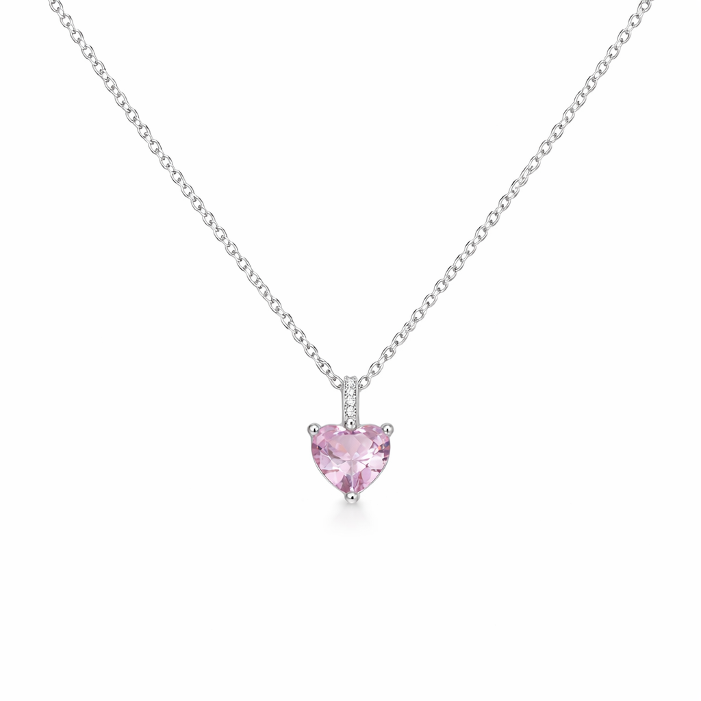 Pink Sapphire Heart Necklace