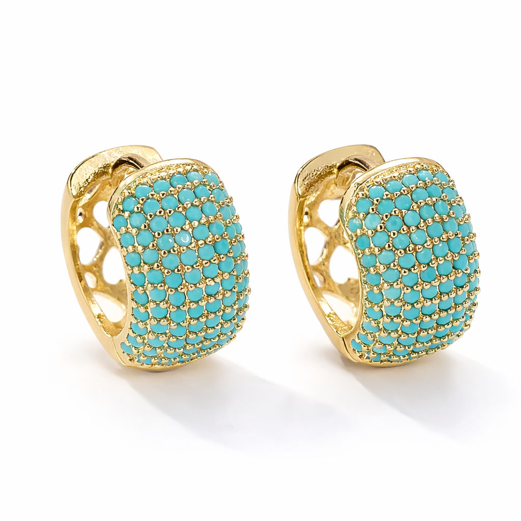 Turquoise Huggie Hoop Earrings