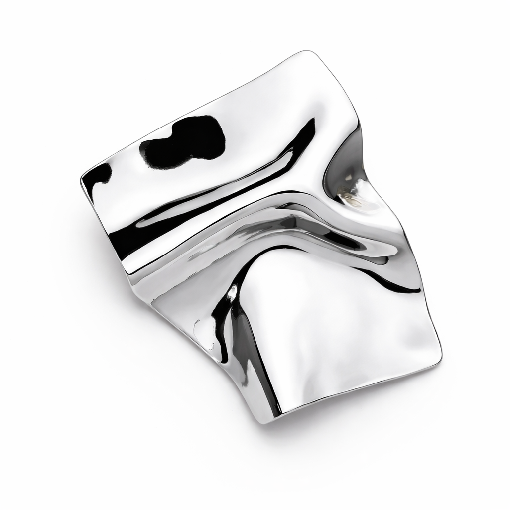Sculptural Abstract Metal Brooch