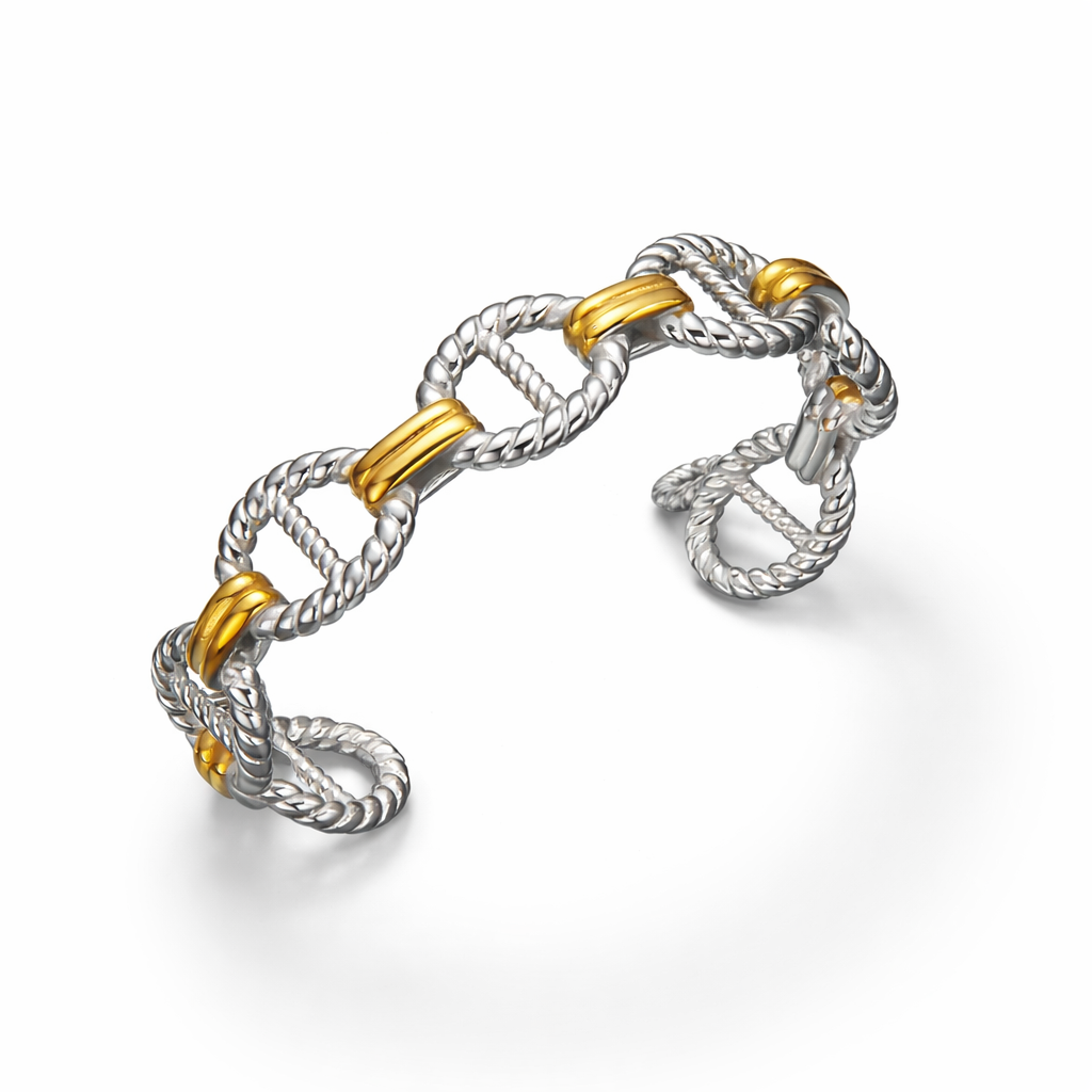 Twisted Link Statement Bracelet Bold Rope Chain Design