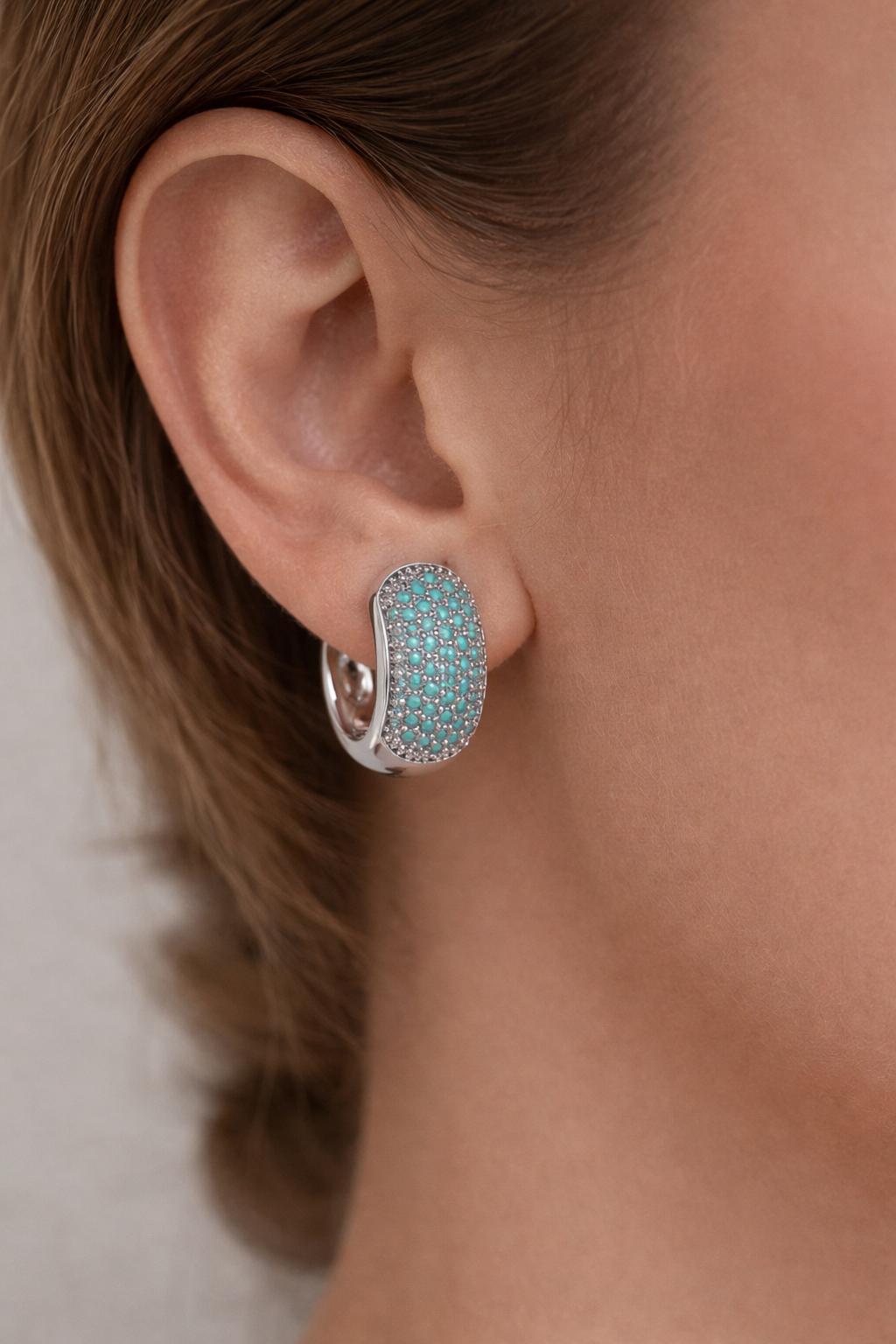 Turquoise Huggie Hoop Earrings