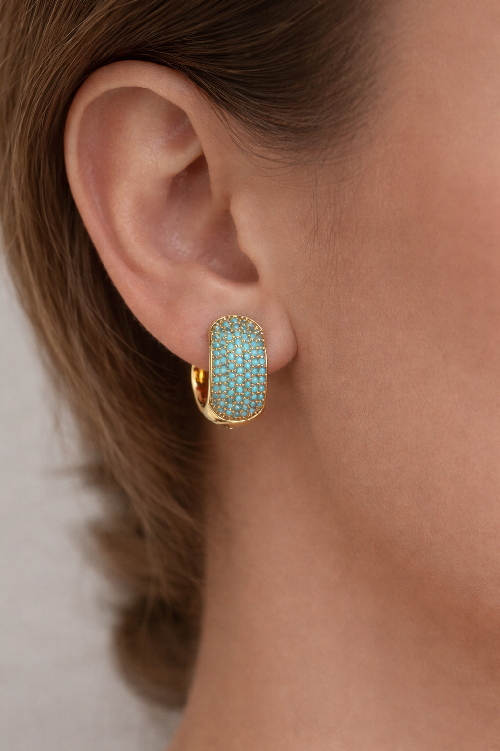 Turquoise Huggie Hoop Earrings