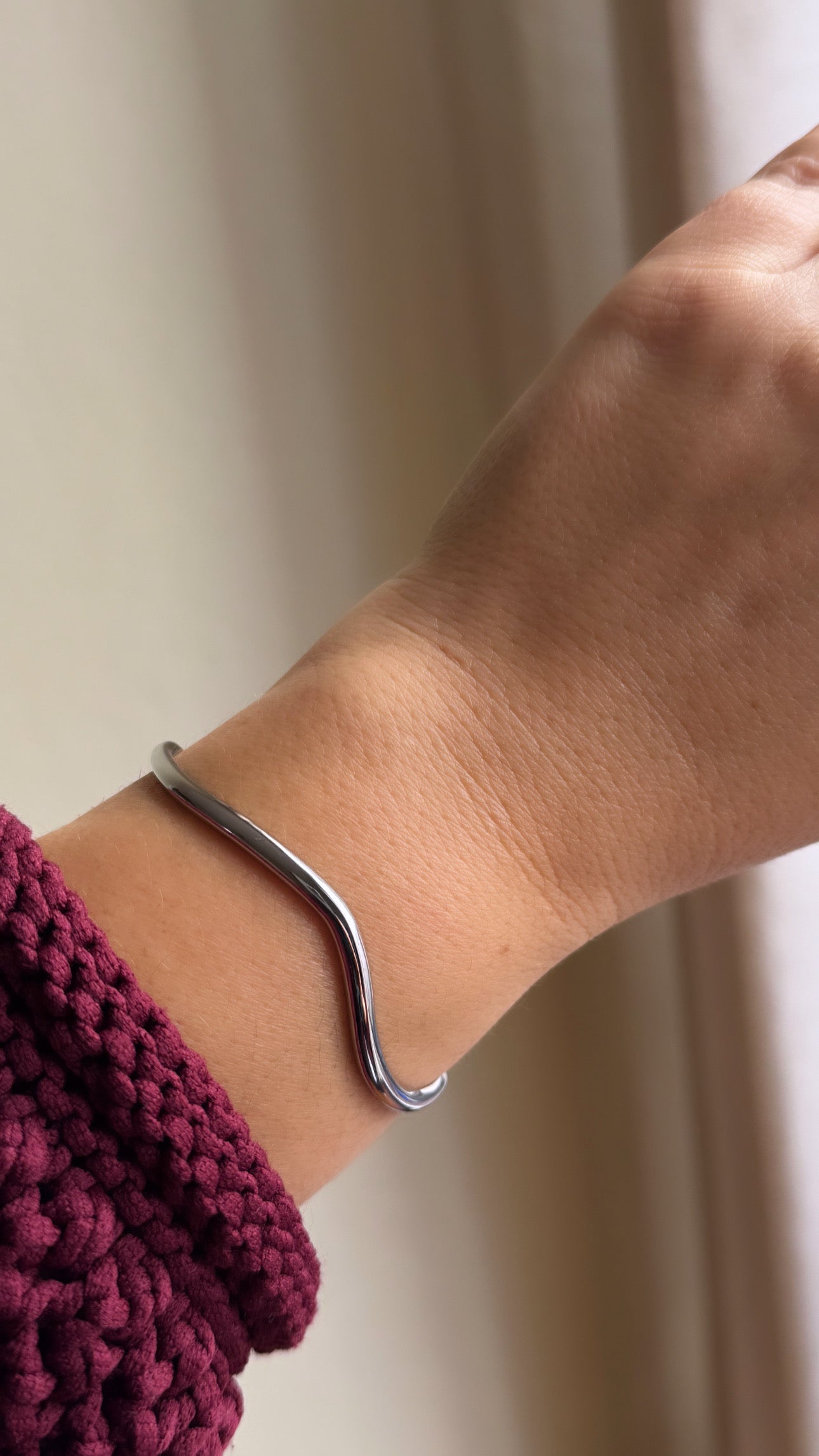 Wave Open Cuff Bracelet in Silver Gold Vermeil