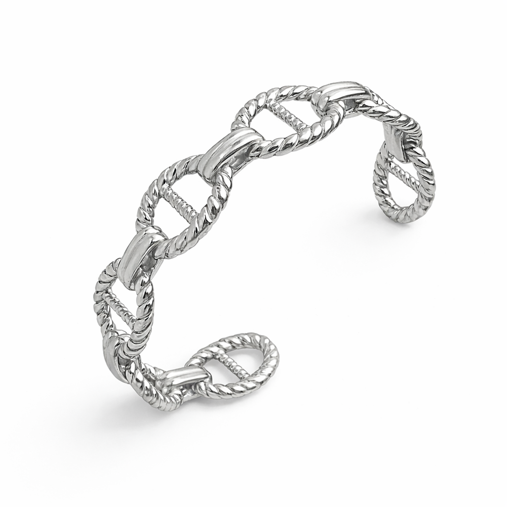 Twisted Link Statement Bracelet Bold Rope Chain Design