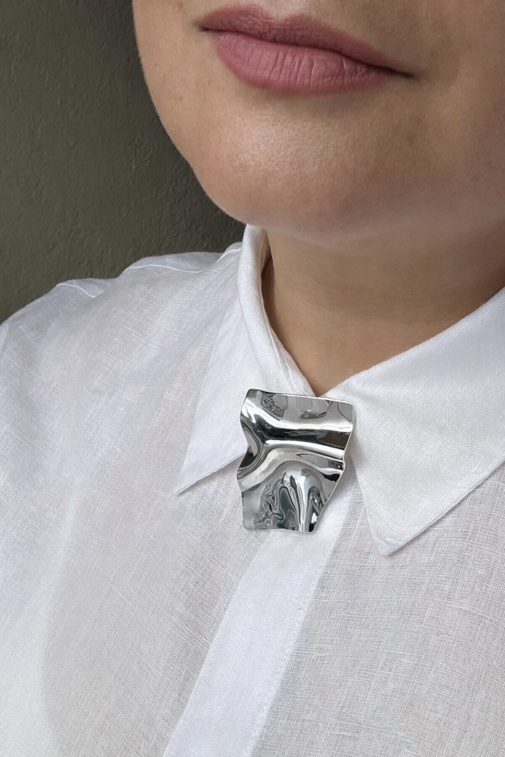 Sculptural Abstract Metal Brooch