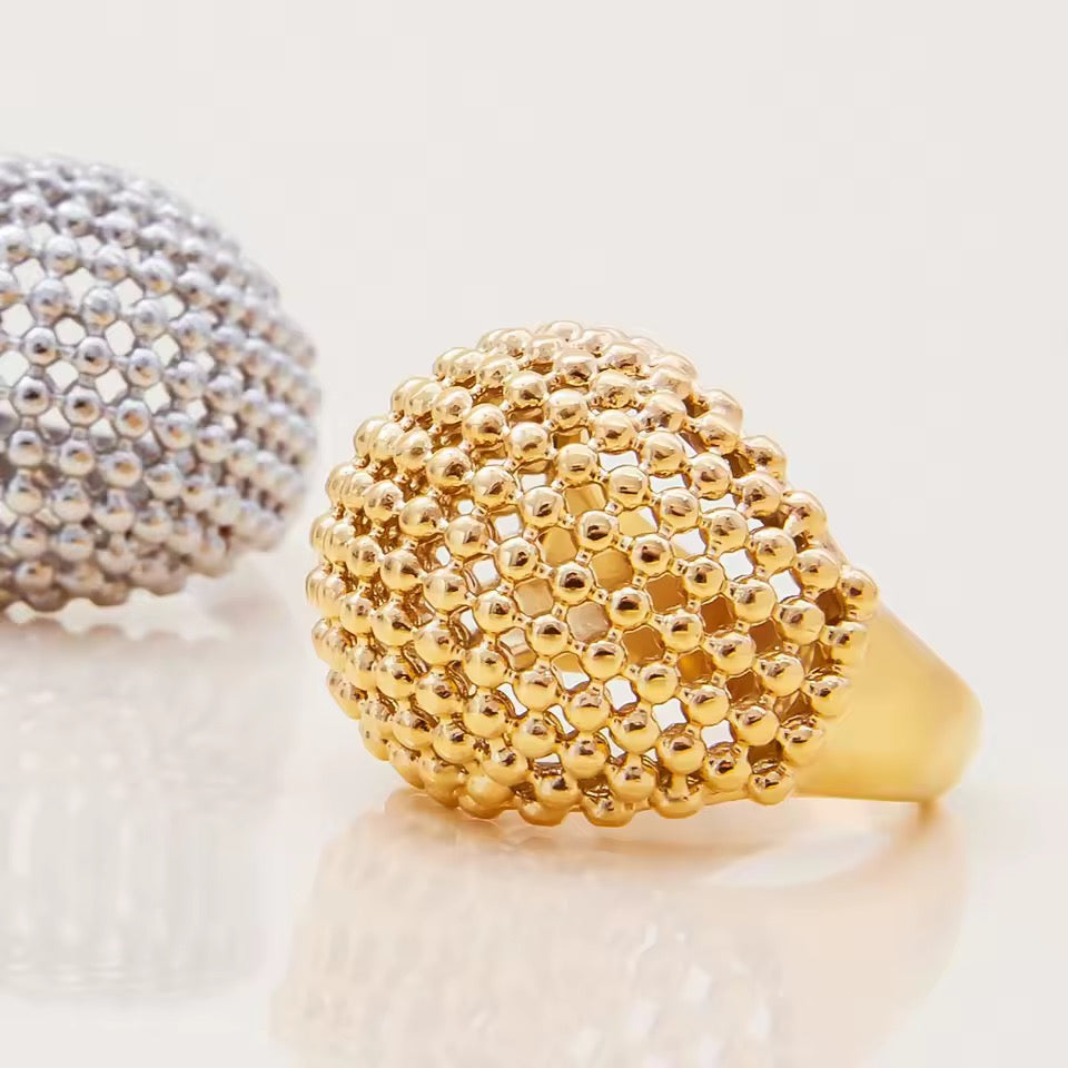 Mesh Dome Ring in Gold Vermeil
