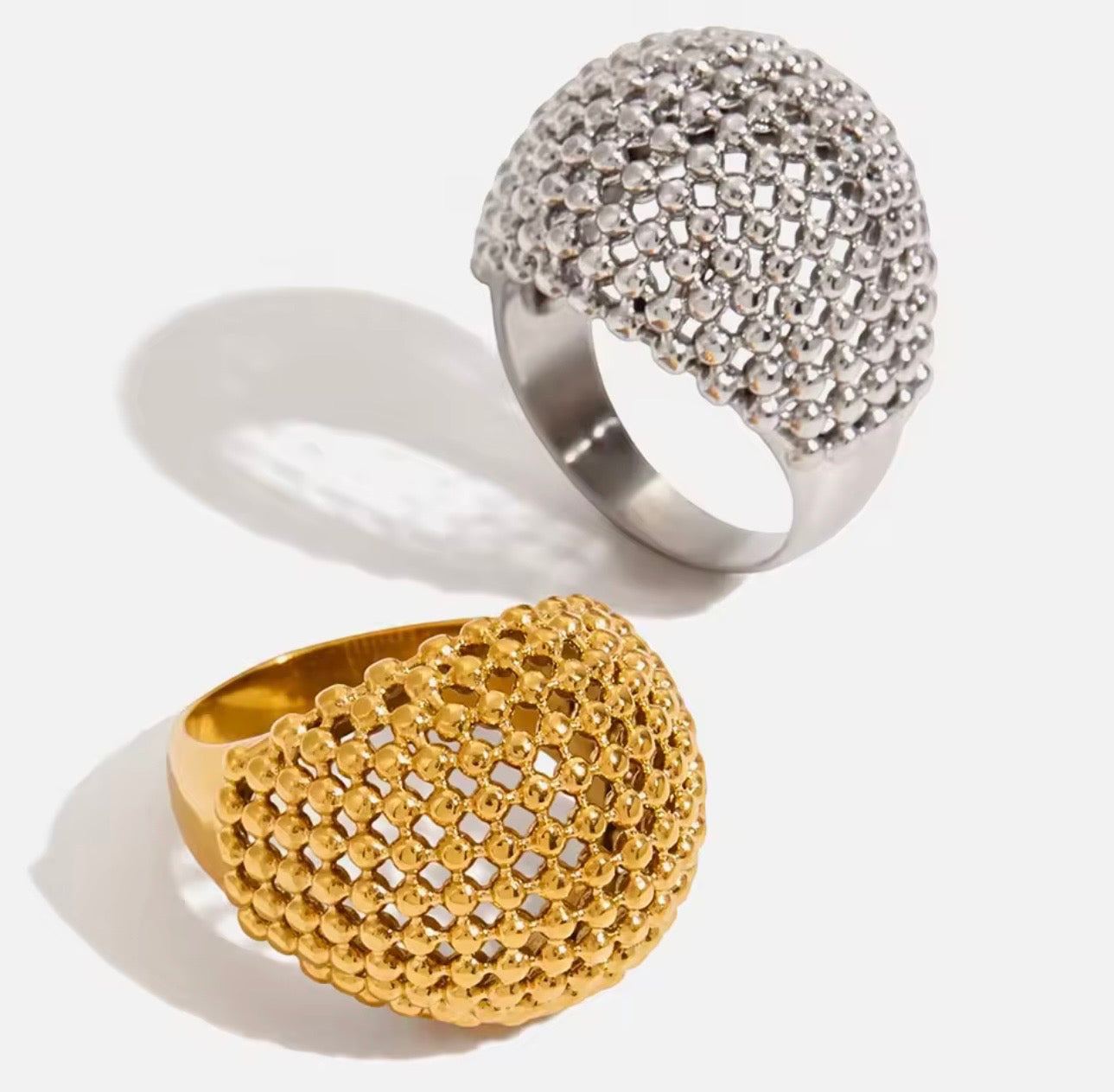 Mesh Dome Ring in Gold Vermeil