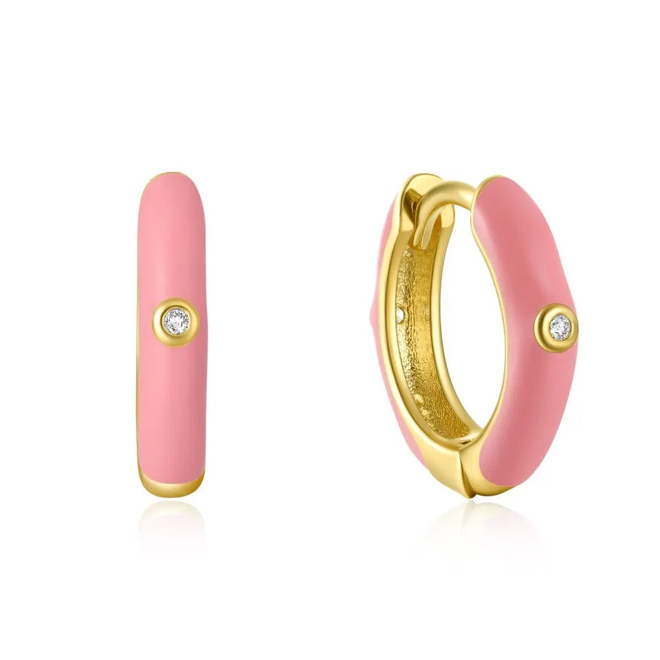 Enamel Huggie Hoop Earrings