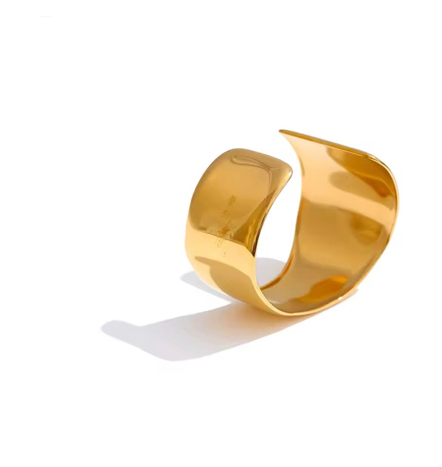 Modern Asymmetrical Open Cuff Bangle in Gold Vermeil