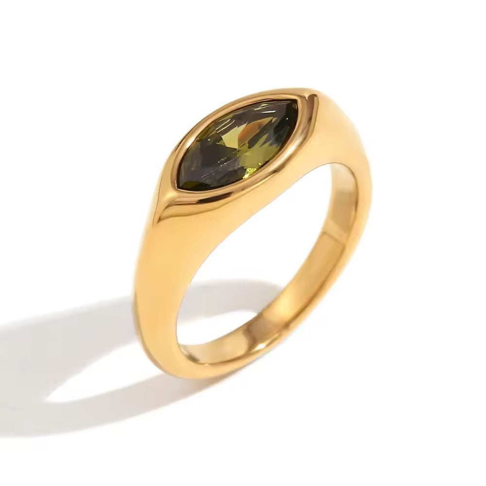 Green Peridot Ring in Gold Vermeil