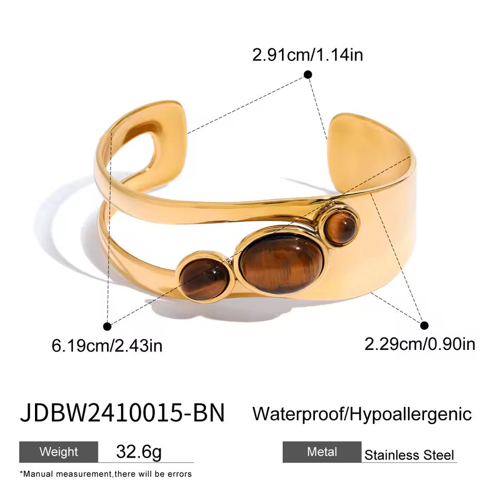 Tiger Eye Gemstone Bracelet in Gold Vermeil