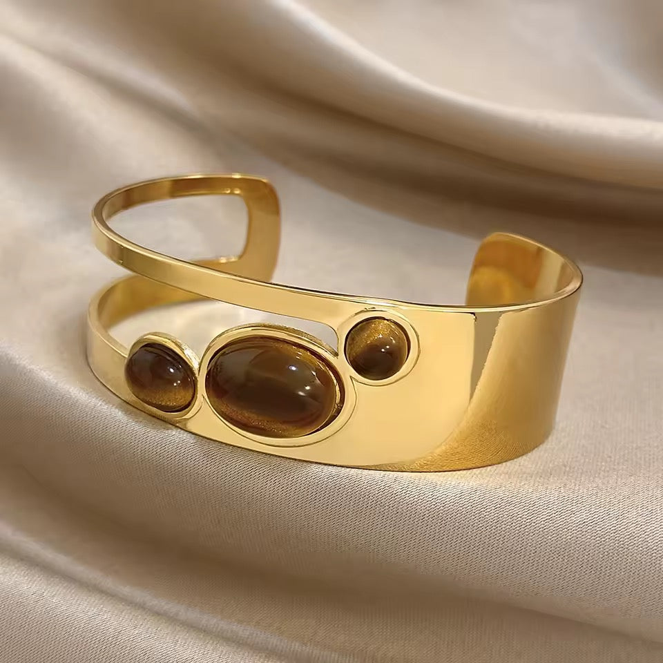 Tiger Eye Gemstone Bracelet in Gold Vermeil