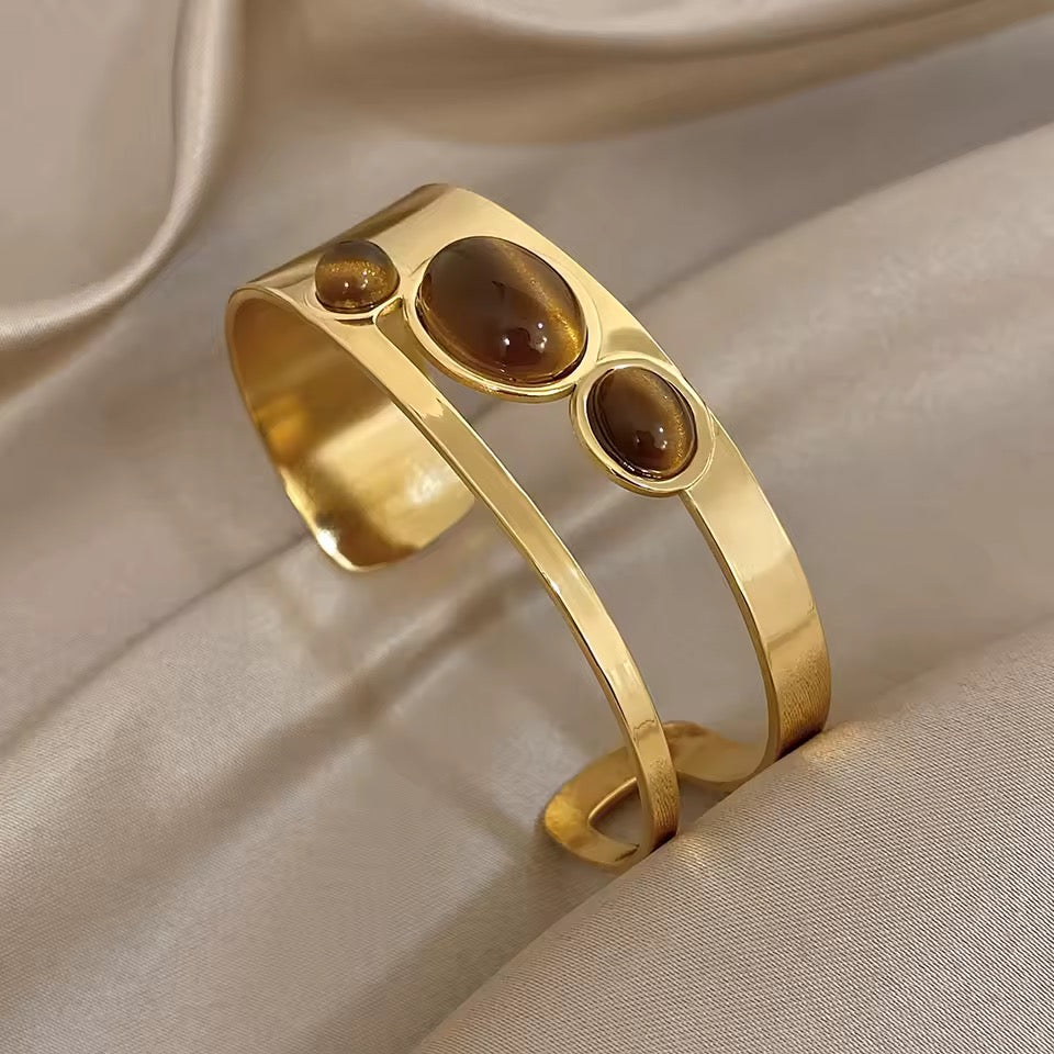 Tiger Eye Gemstone Bracelet in Gold Vermeil