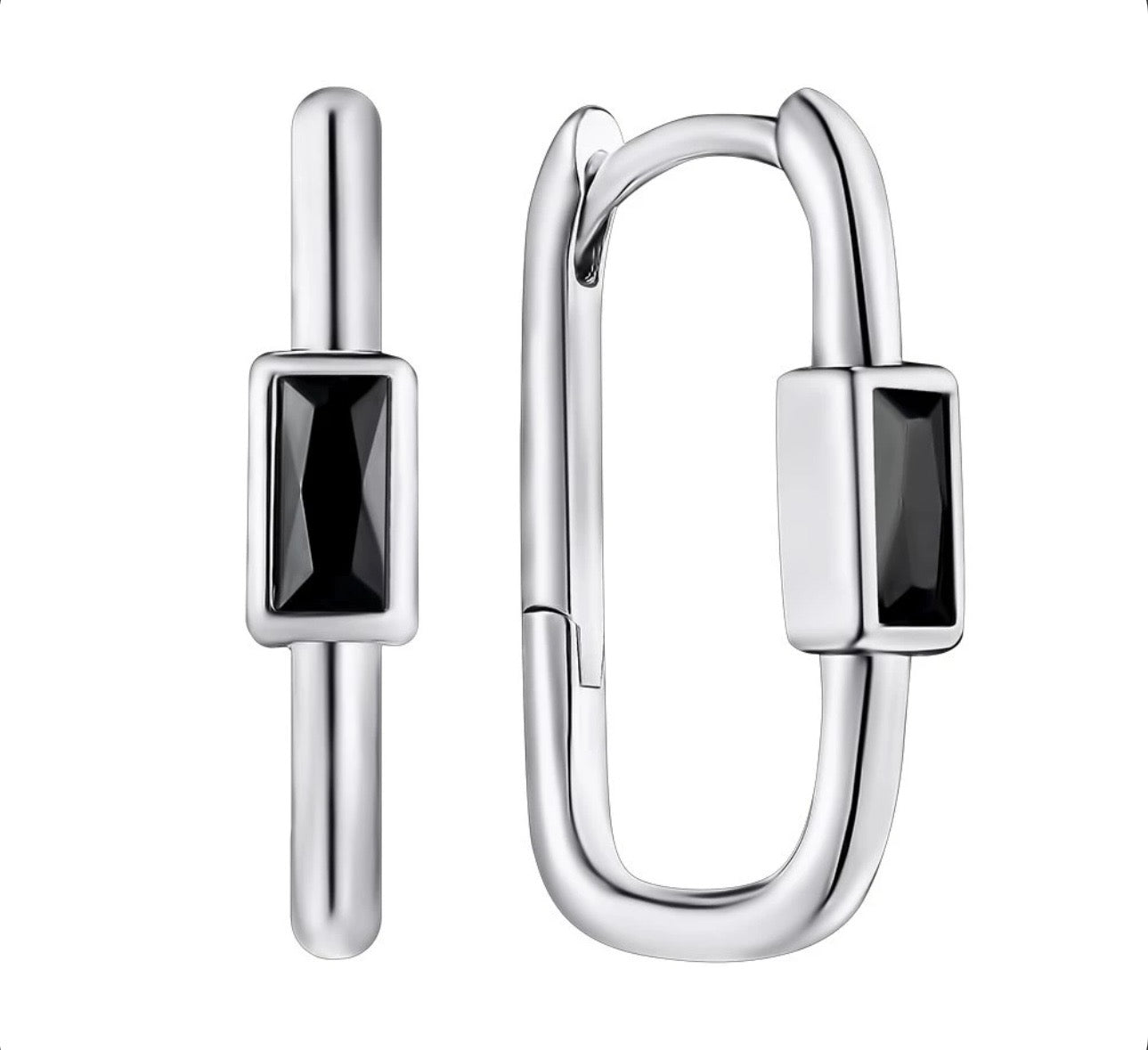 Black Onyx Huggie Hoop Earrings