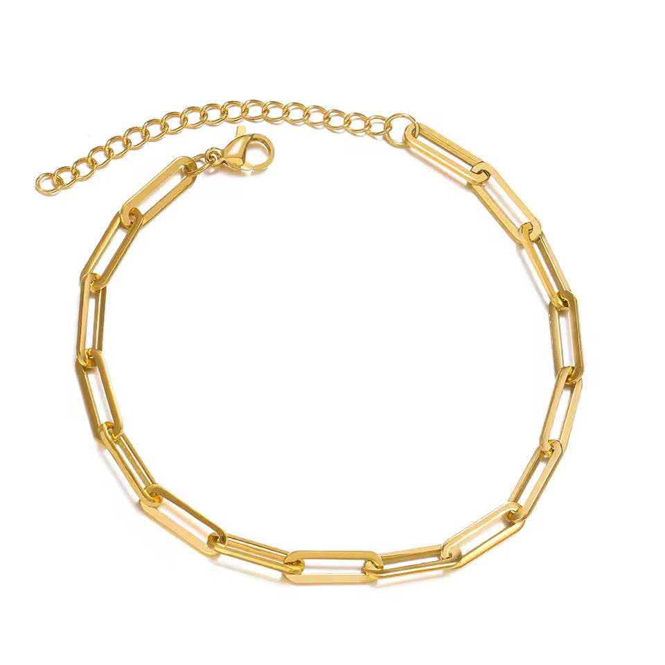 Paper Clip Link Bracelet in 18K Gold