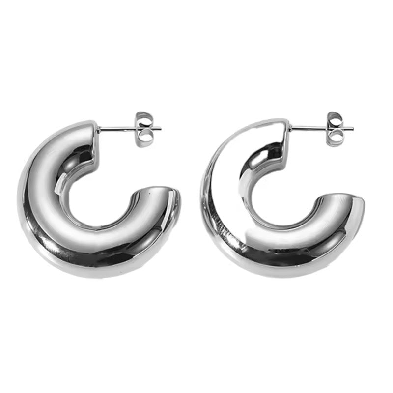 Tube Hoop Chunky Earrings in 14K Yellow Gold Plating