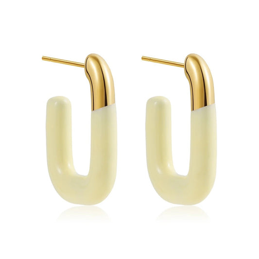 Enamel Oval Hoop Earrings in Vermeil