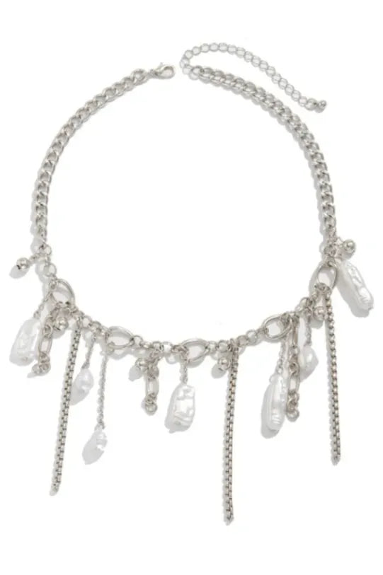 Pearl Charm Chain Choker Necklace
