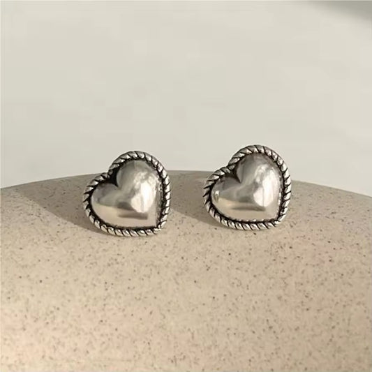 Puffed Heart Stud Earrings