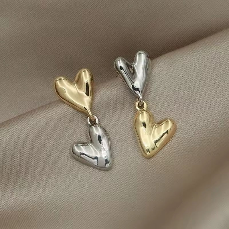 Puffy Heart Dangle Earrings