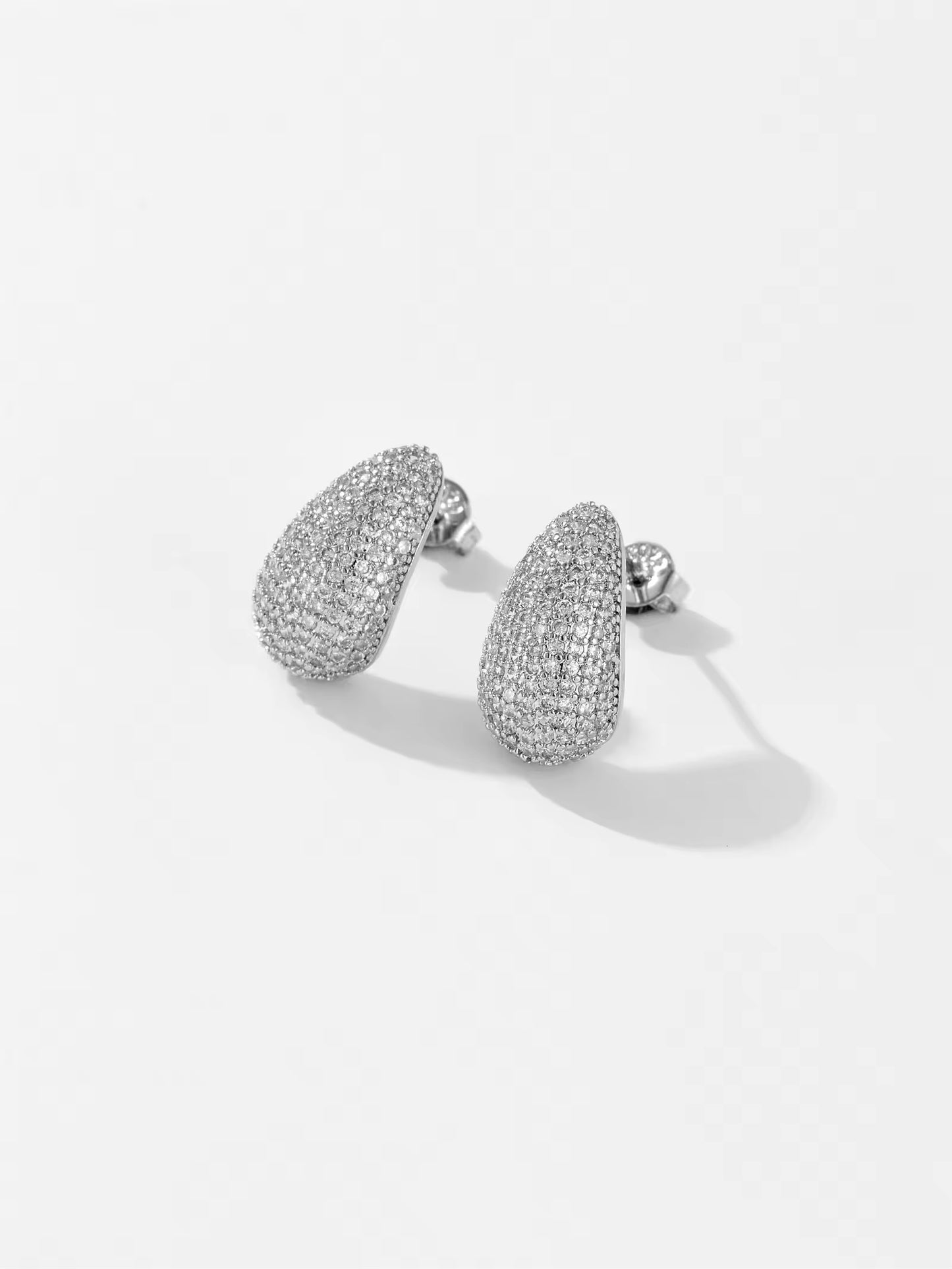 Teardrop Earrings in Cubic Zirconia Pave Accent