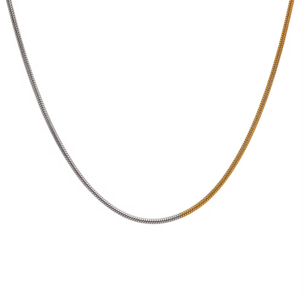 18K Gold and Silver Snake Chain Necklace